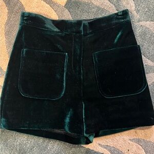 Topshop High Waist Velvet Shorts in Emerald